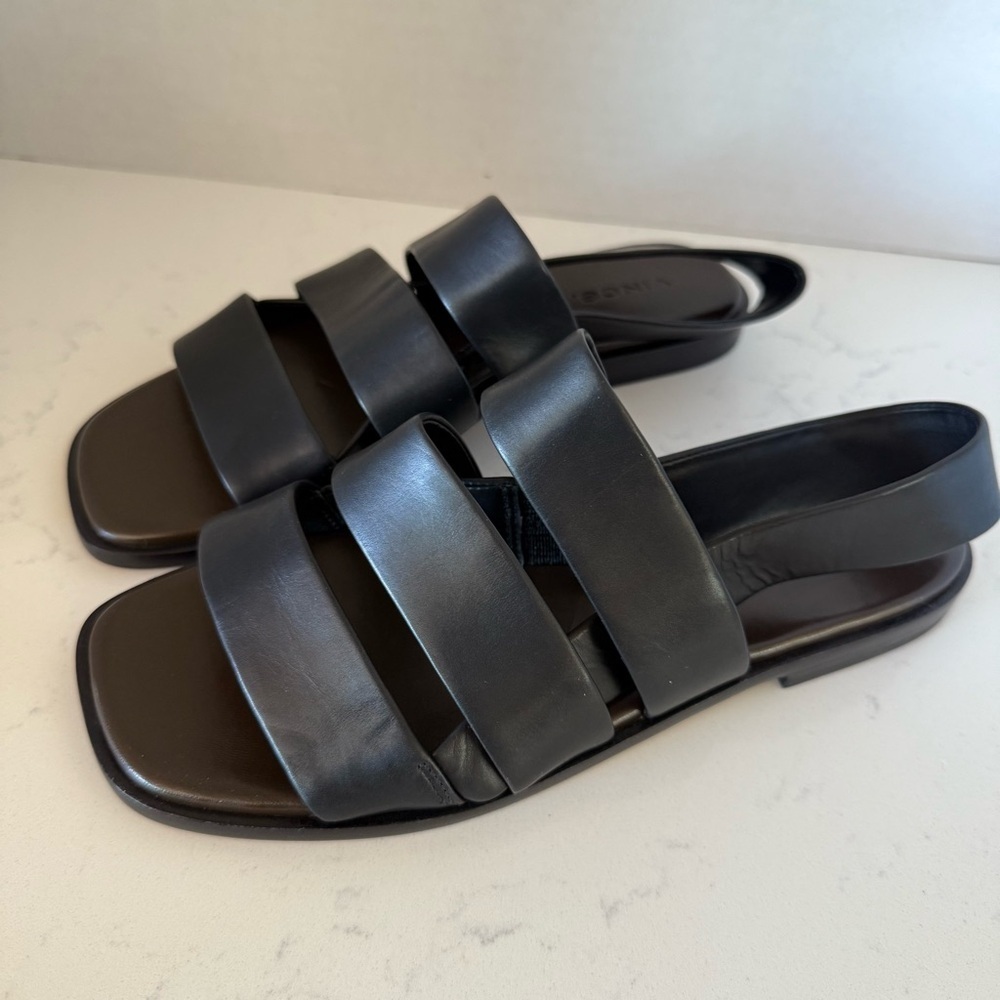 Vince Women’s Mazie Slingback Sandals – Black Leather – Size 6 - Picture 3 of 5
